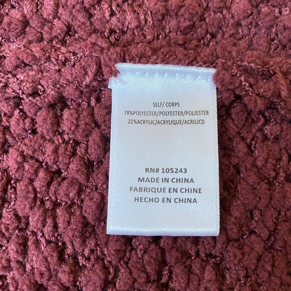 𝅺BOBBEAU BNWT Burgundy Boucle Cardigan Pockets - Picture 8 of 9